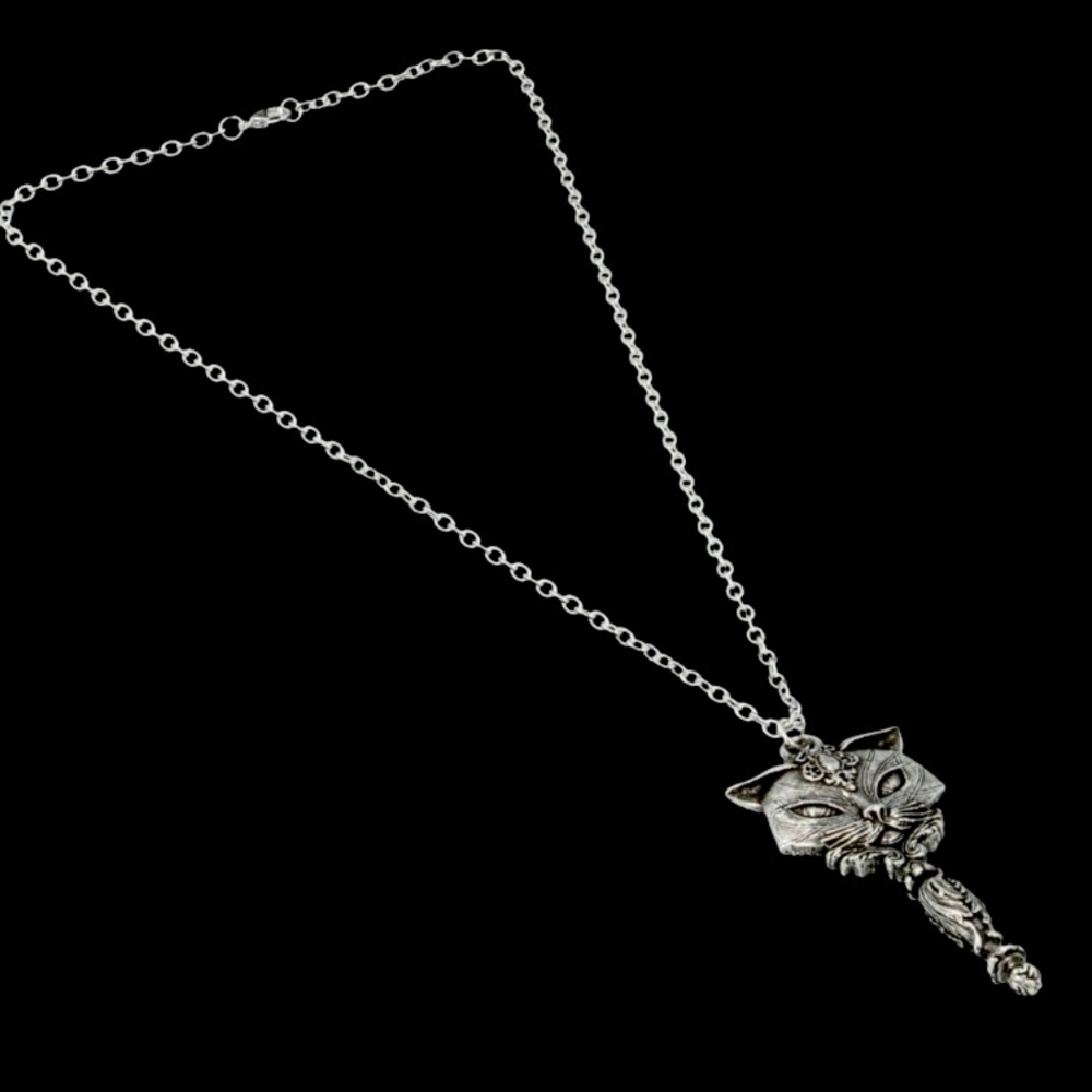 Alchemy gothic cat mirror necklace - Picture 4 of 5